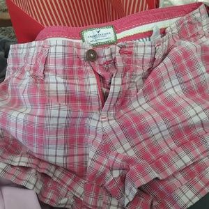 American eagle pink plaid shorts